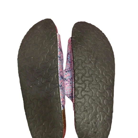 Simply Southern Floral Buckle Slip on Flip Flop Sandals Size 9 Pink/Blue - Picture 13 of 14